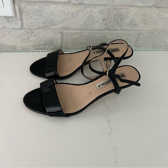Karl Lagerfeld black patent leather heels sandals demas, size 8 - Picture 3 of 5